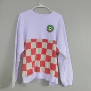 Festive White and Red Checkered Women's Sweatshirt